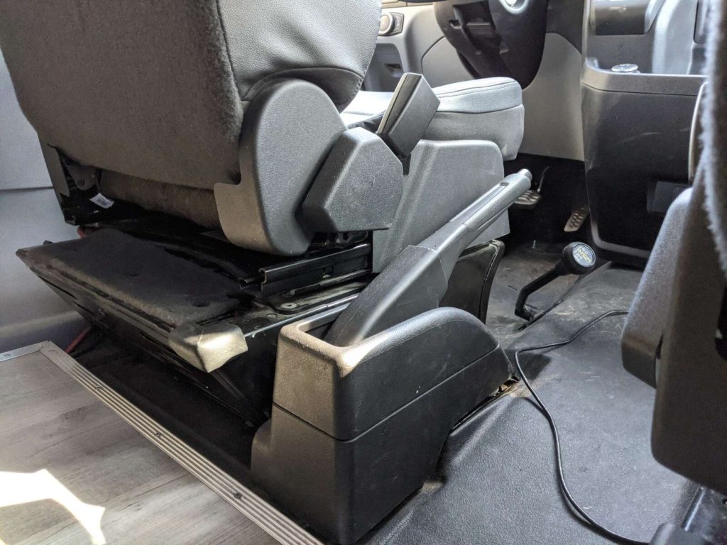 Lowering the e-brake on Ford Transit for swivel seat installation