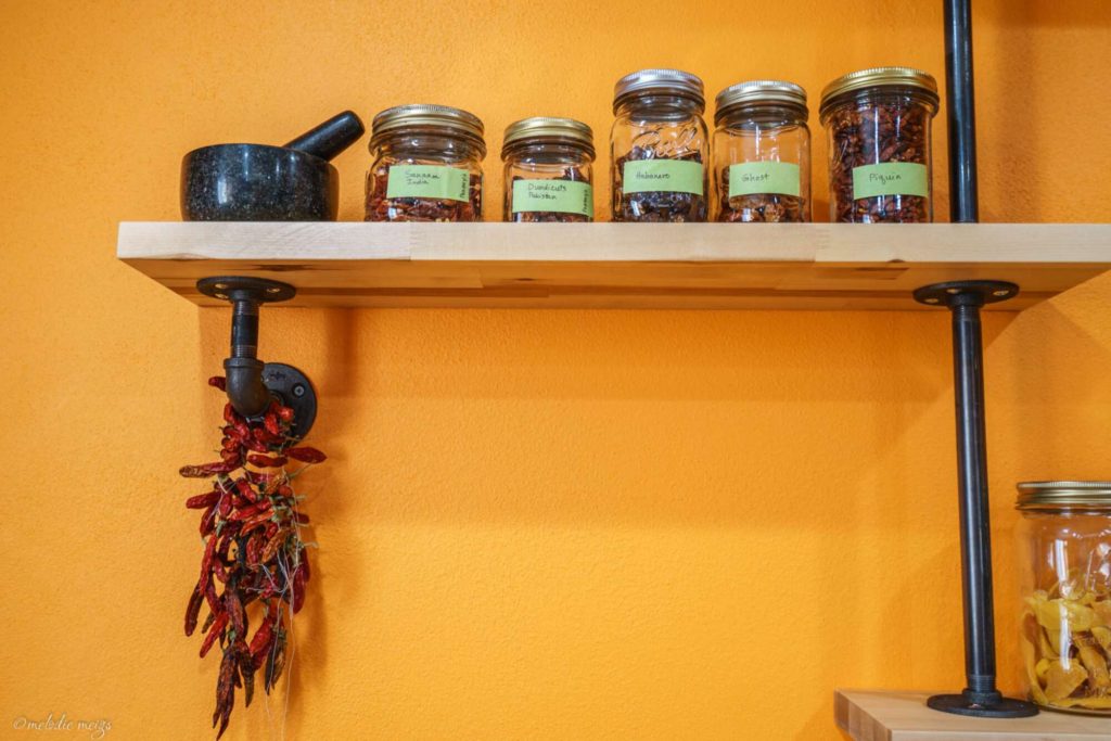 floating kitchen shelves with pipe