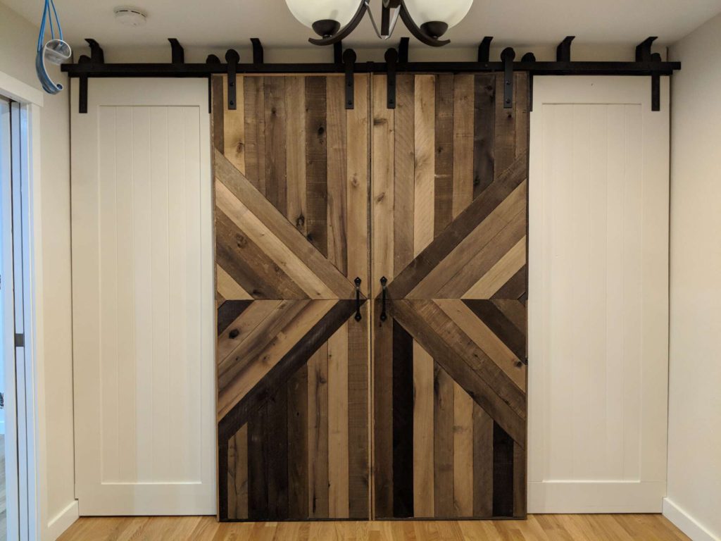 sliding barn door closet diamond pattern