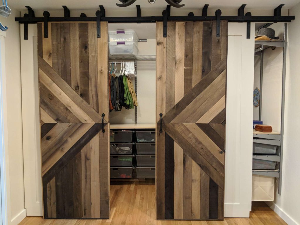 sliding barn door closet diamond pattern