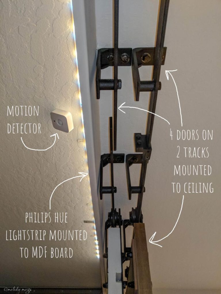 sliding barn door closet motion lights